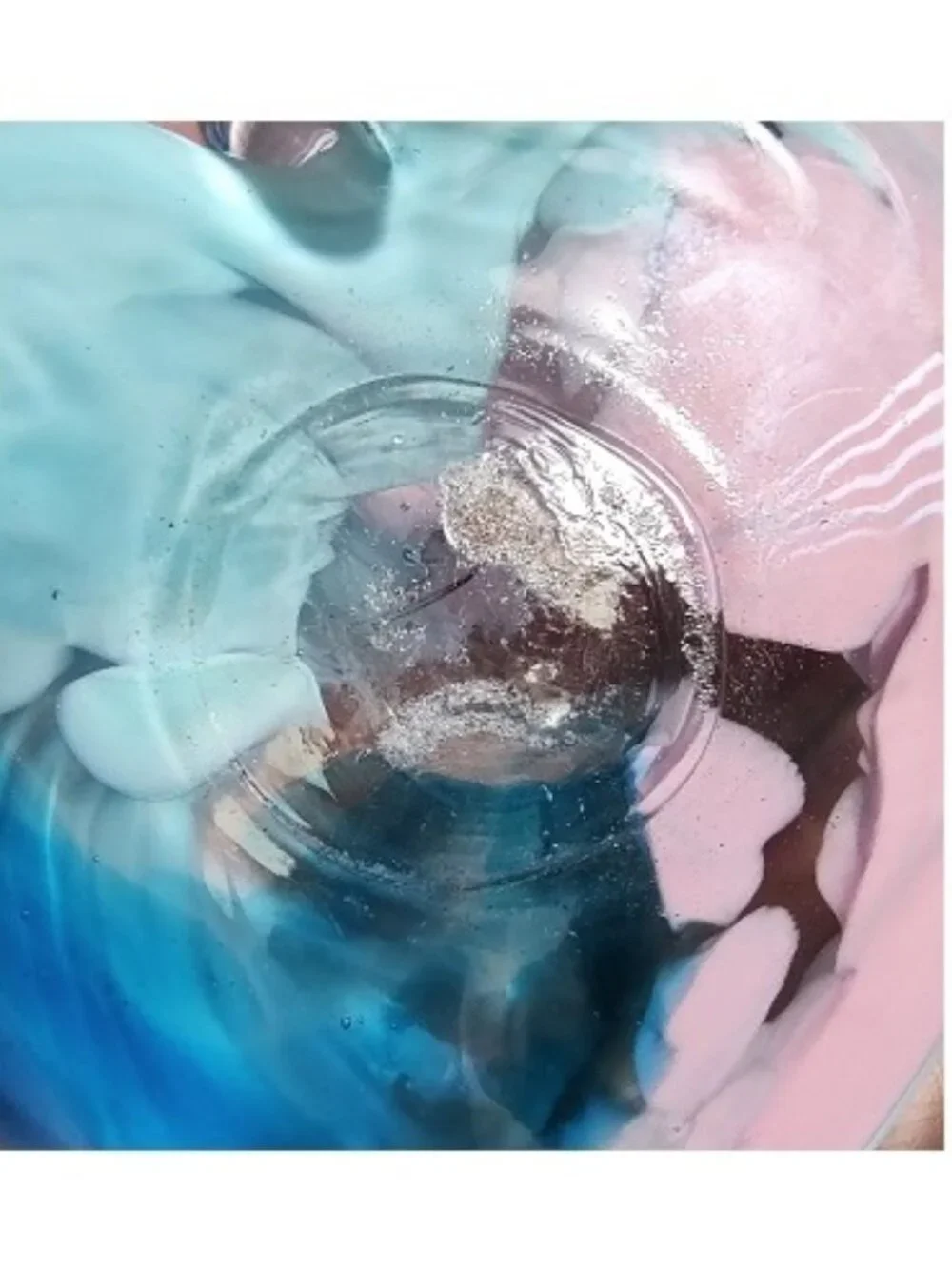 Vintage Art Glass Blue, Pink and Clear HEART Paperweight Sculpture